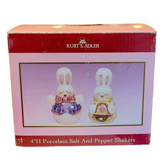 Vintage Kurt S Adler Ceramic White Easter Bunny Rabbits Salt & Pepper Shaker Set - Picture 2 of 13